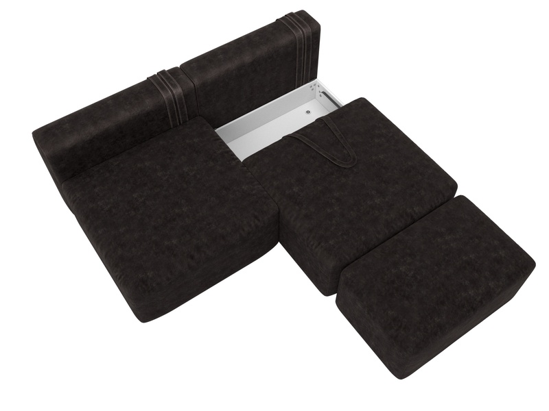 Диван прямой модульный с пуфом Лига-060 НПБ, Велюр, BRUT 17 коричневый