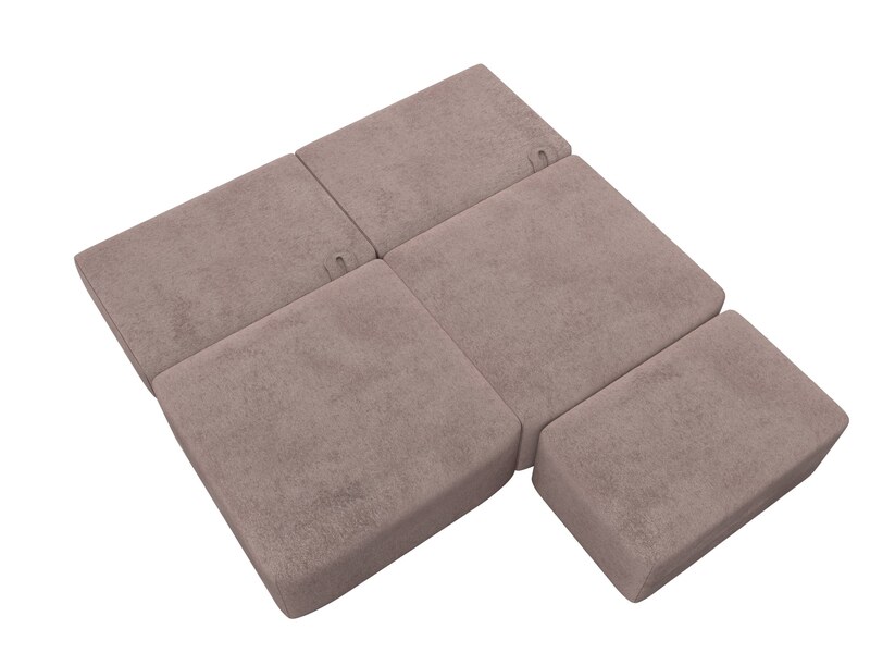 Диван прямой модульный с пуфом Лига-060 НПБ, Велюр, TOWER 05 бежевый