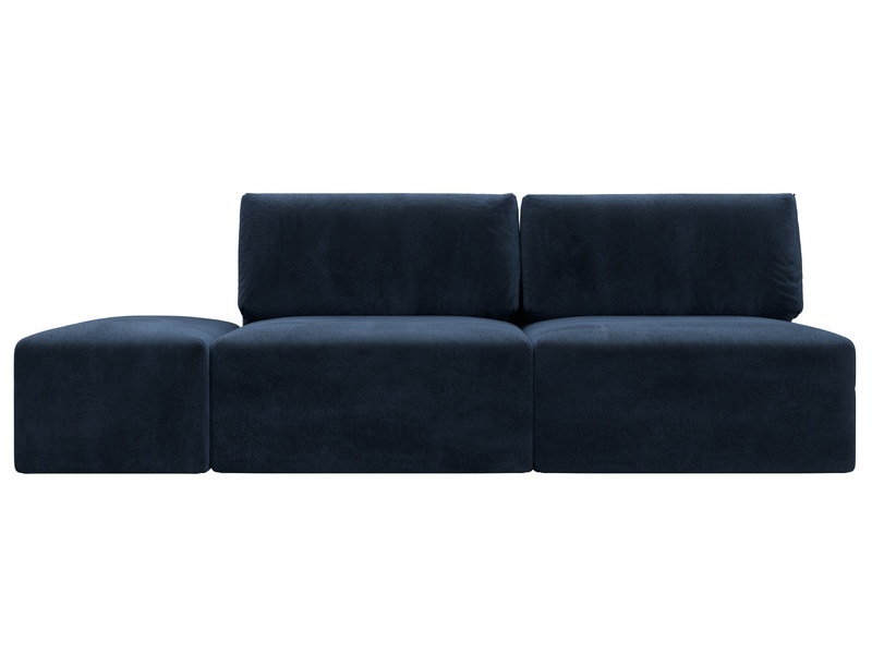 Диван прямой модульный с пуфом Лига-060 НПБ, Велюр, TOWER 13 синий