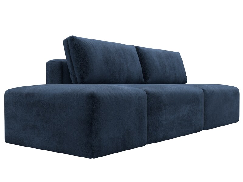 Диван прямой модульный с пуфом Лига-060 НПБ, Велюр, TOWER 13 синий