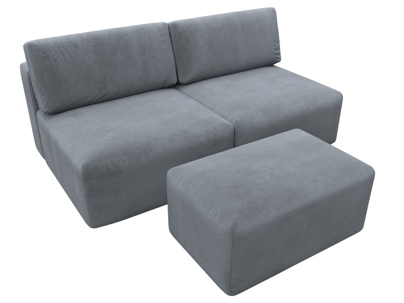 Диван прямой модульный с пуфом Лига-060 НПБ, Велюр, TOWER 10 серый