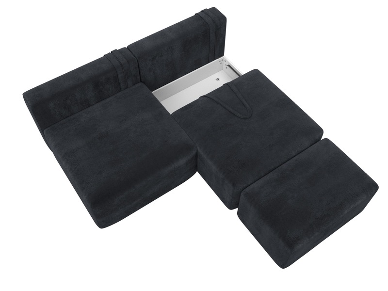 Диван прямой модульный с пуфом Лига-060 НПБ, Велюр, TOWER 11 темно-серый