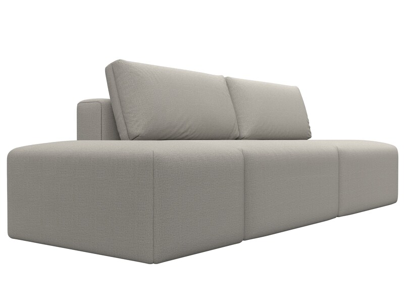 Диван прямой модульный с пуфом Лига-060 НПБ, Рогожка, Амур 02 бежевый