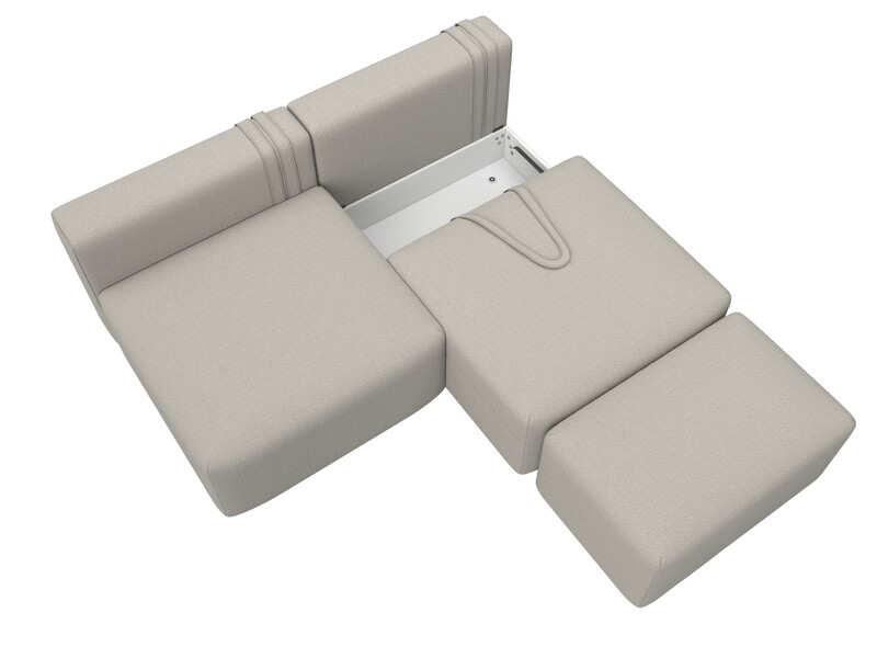 Диван прямой модульный с пуфом Лига-060 НПБ, Рогожка, Амур 02 бежевый