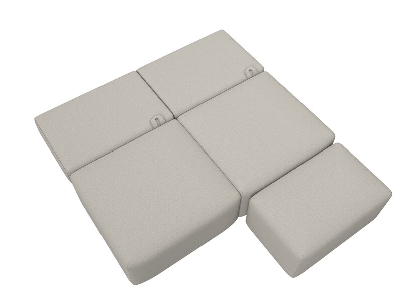 Диван прямой модульный с пуфом Лига-060 НПБ, Рогожка, Амур 02 бежевый