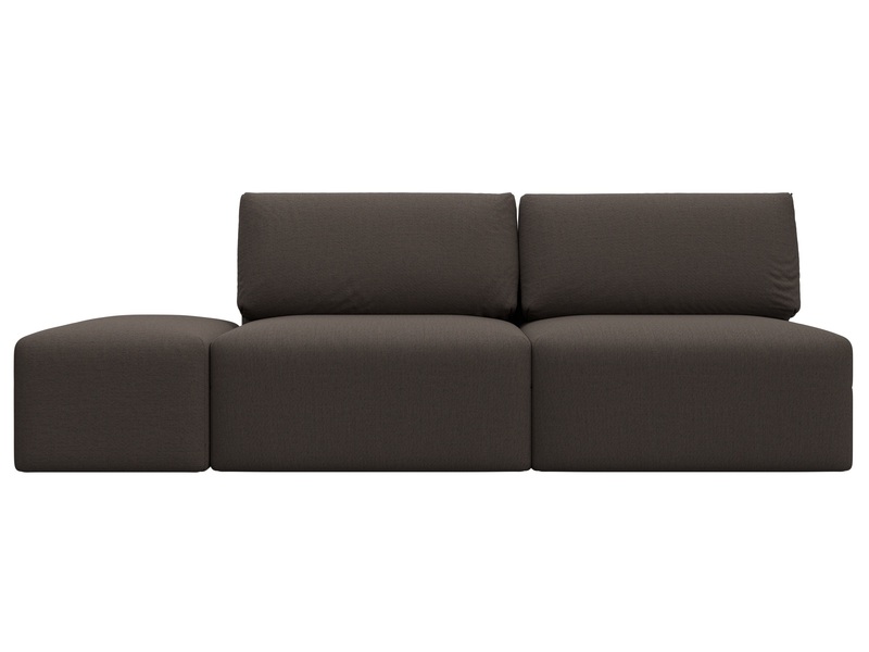 Диван прямой модульный с пуфом Лига-060 НПБ, Рогожка, Амур 05 коричневый