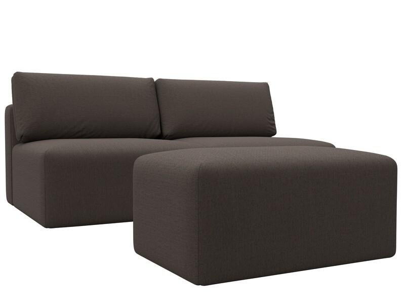 Диван прямой модульный с пуфом Лига-060 НПБ, Рогожка, Амур 05 коричневый