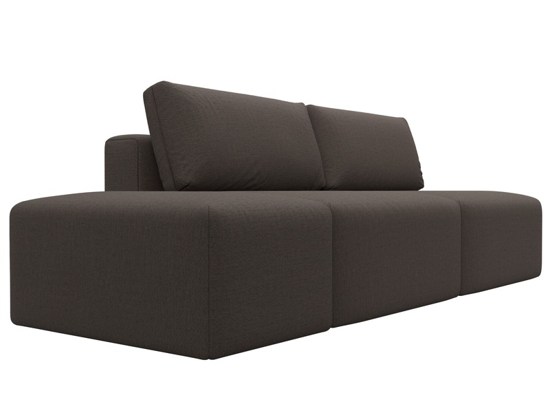 Диван прямой модульный с пуфом Лига-060 НПБ, Рогожка, Амур 05 коричневый