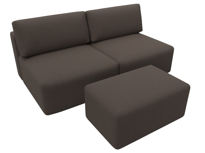 Диван прямой модульный с пуфом Лига-060 НПБ, Рогожка, Амур 05 коричневый