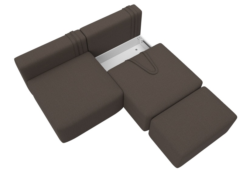 Диван прямой модульный с пуфом Лига-060 НПБ, Рогожка, Амур 05 коричневый