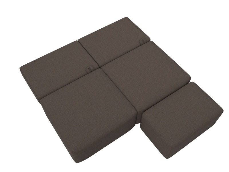 Диван прямой модульный с пуфом Лига-060 НПБ, Рогожка, Амур 05 коричневый