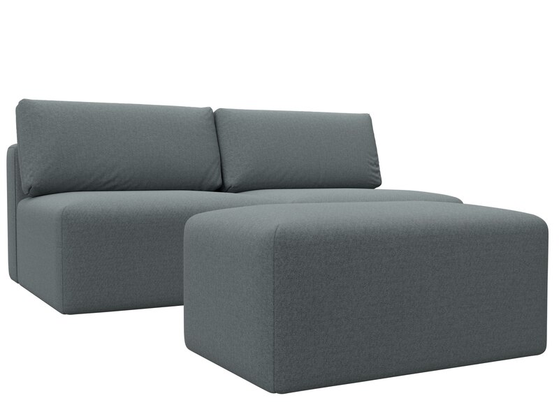 Диван прямой модульный с пуфом Лига-060 НПБ, Рогожка, Амур 07 серый