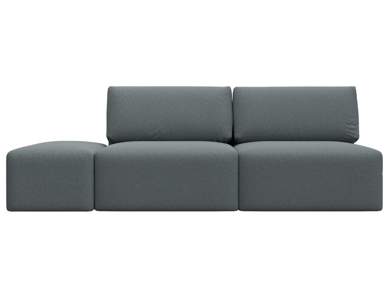 Диван прямой модульный с пуфом Лига-060 НПБ, Рогожка, Амур 07 серый