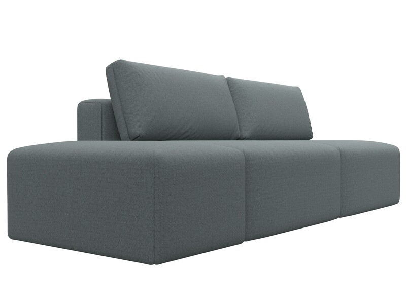 Диван прямой модульный с пуфом Лига-060 НПБ, Рогожка, Амур 07 серый