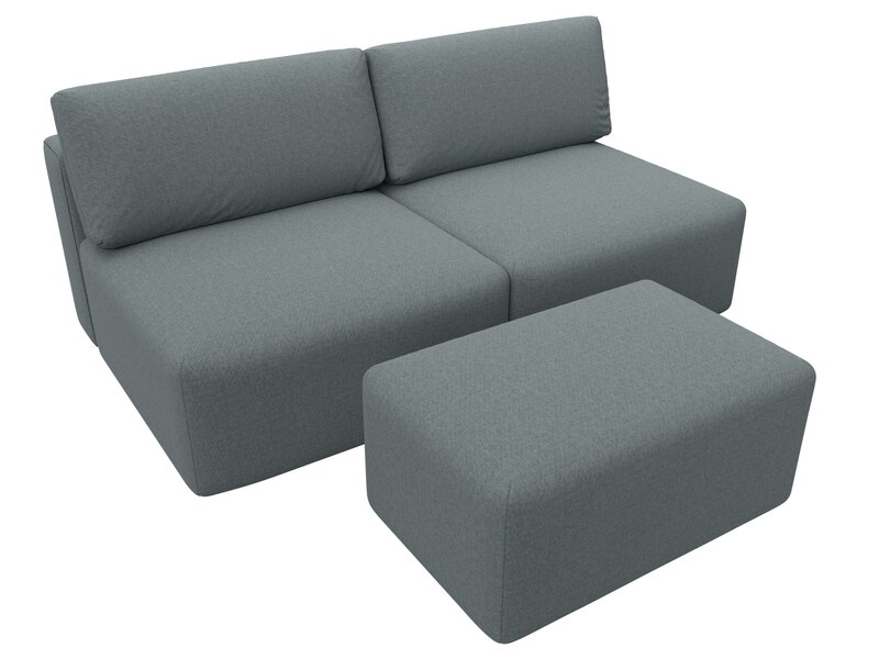 Диван прямой модульный с пуфом Лига-060 НПБ, Рогожка, Амур 07 серый