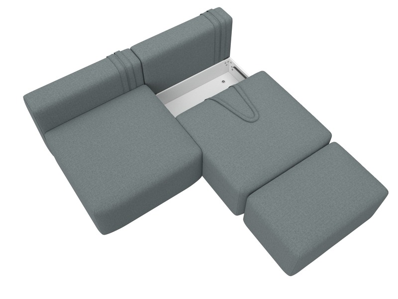 Диван прямой модульный с пуфом Лига-060 НПБ, Рогожка, Амур 07 серый