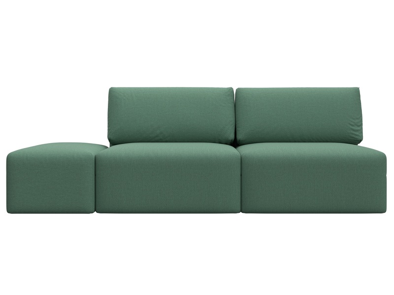 Диван прямой модульный с пуфом Лига-060 НПБ, Рогожка, Амур 11 зеленый