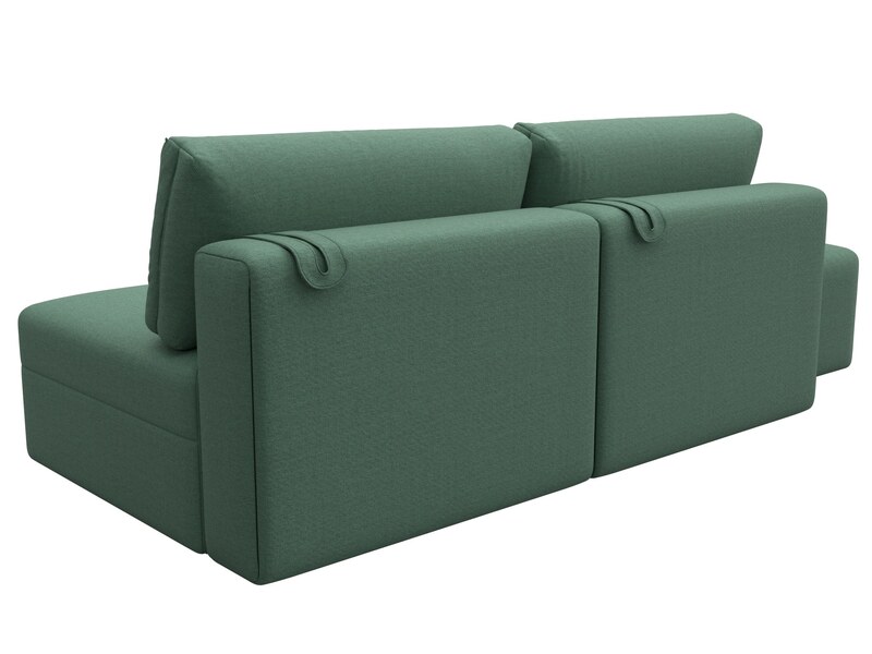 Диван прямой модульный с пуфом Лига-060 НПБ, Рогожка, Амур 11 зеленый