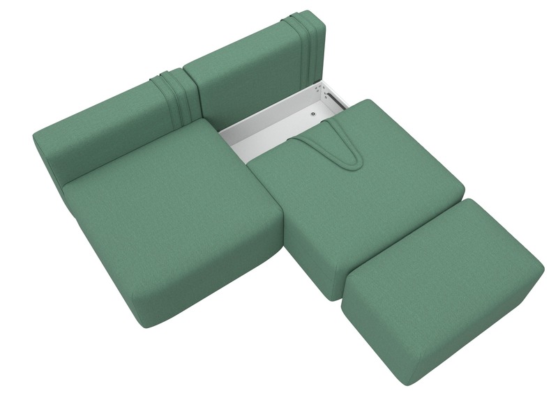 Диван прямой модульный с пуфом Лига-060 НПБ, Рогожка, Амур 11 зеленый