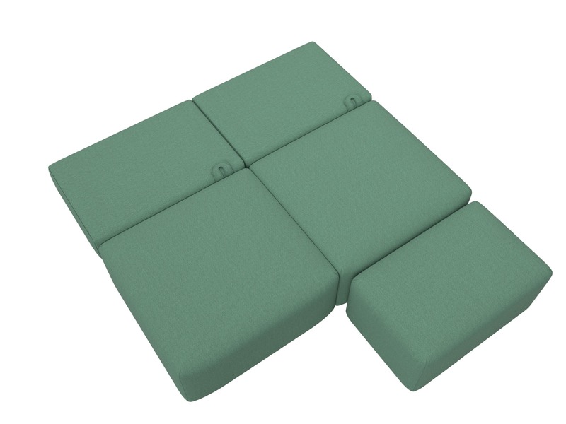 Диван прямой модульный с пуфом Лига-060 НПБ, Рогожка, Амур 11 зеленый