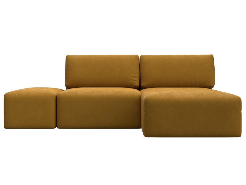 Диван угловой модульный с пуфом Лига-060 НПБ угол универсальный, Велюр, BRUT 10 желтый