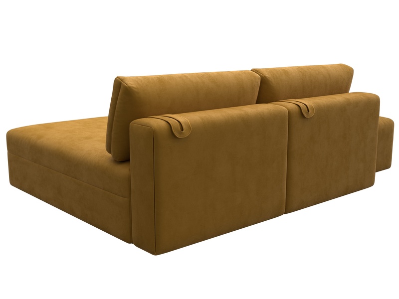 Диван угловой модульный с пуфом Лига-060 НПБ угол универсальный, Велюр, BRUT 10 желтый