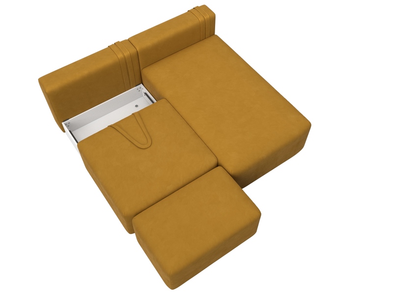 Диван угловой модульный с пуфом Лига-060 НПБ угол универсальный, Велюр, BRUT 10 желтый