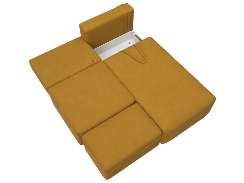 Диван угловой модульный с пуфом Лига-060 НПБ угол универсальный, Велюр, BRUT 10 желтый