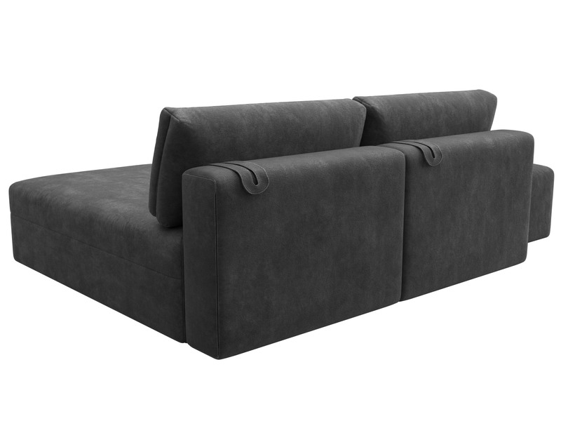 Диван угловой модульный с пуфом Лига-060 НПБ угол универсальный, Велюр, BRUT 16 темно-серый