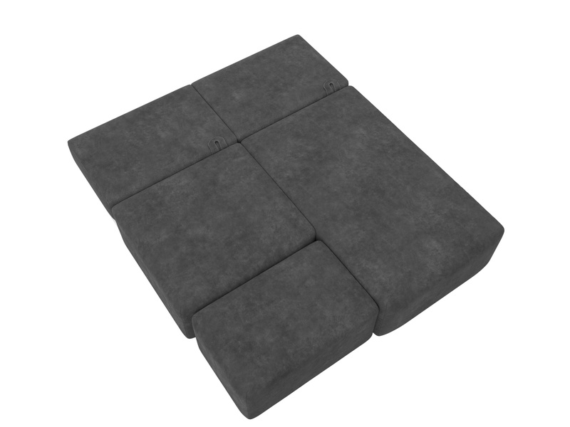 Диван угловой модульный с пуфом Лига-060 НПБ угол универсальный, Велюр, BRUT 16 темно-серый