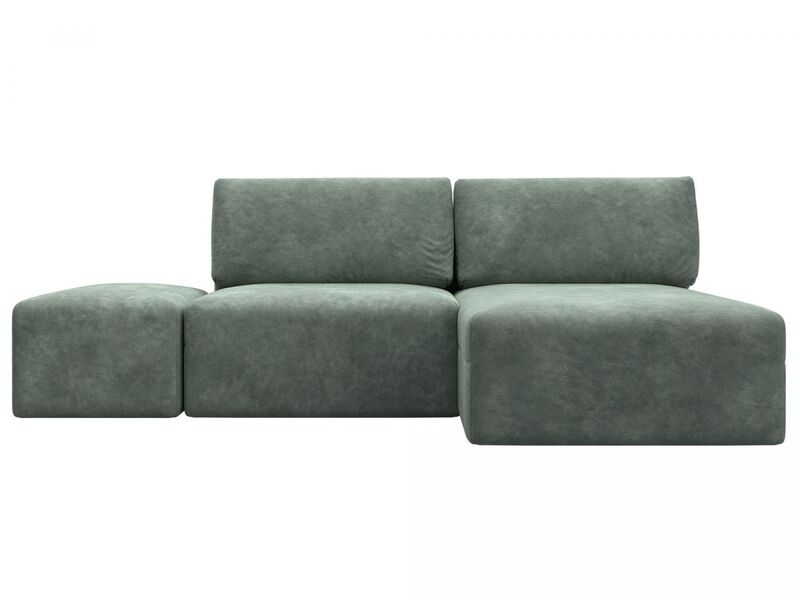 Диван угловой модульный с пуфом Лига-060 НПБ угол универсальный, Велюр, BRUT 08 зеленый