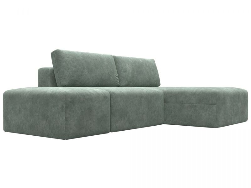 Диван угловой модульный с пуфом Лига-060 НПБ угол универсальный, Велюр, BRUT 08 зеленый