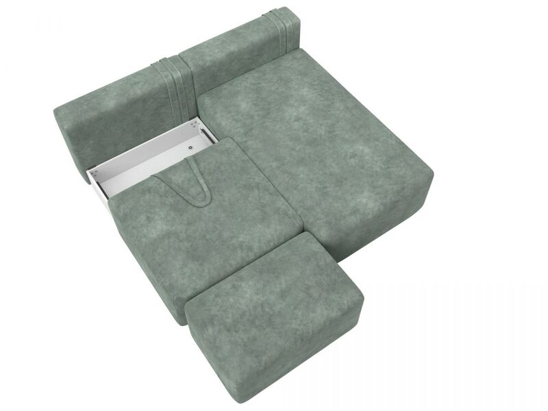 Диван угловой модульный с пуфом Лига-060 НПБ угол универсальный, Велюр, BRUT 08 зеленый