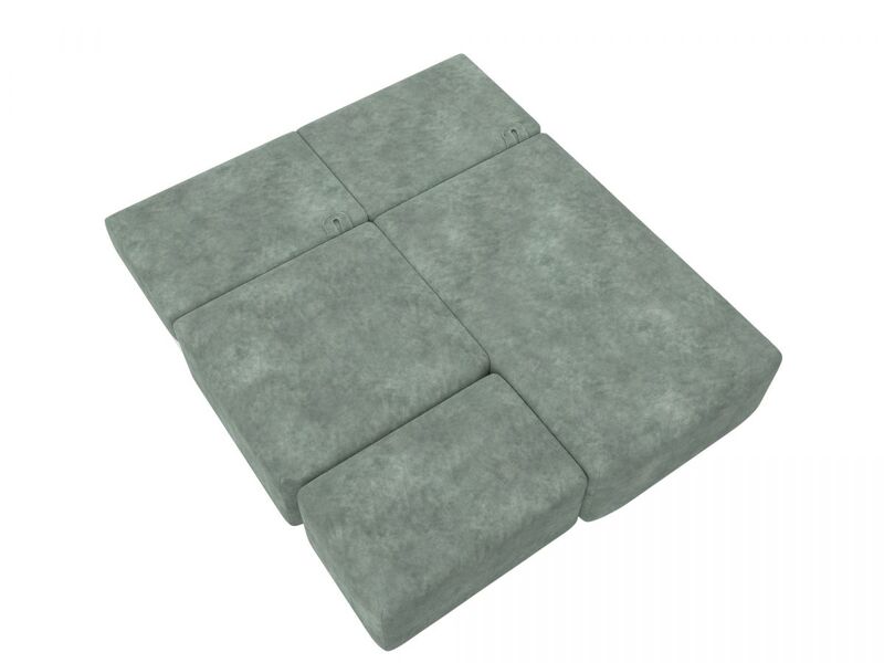 Диван угловой модульный с пуфом Лига-060 НПБ угол универсальный, Велюр, BRUT 08 зеленый