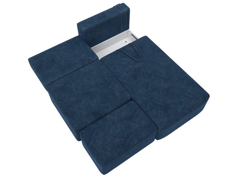 Диван угловой модульный с пуфом Лига-060 НПБ угол универсальный, Велюр, BRUT 11 синий