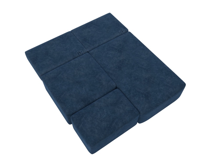 Диван угловой модульный с пуфом Лига-060 НПБ угол универсальный, Велюр, BRUT 11 синий