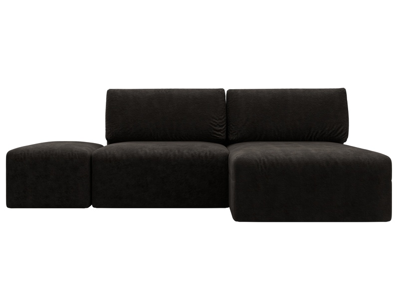 Диван угловой модульный с пуфом Лига-060 НПБ угол универсальный, Велюр, BRUT 17 коричневый