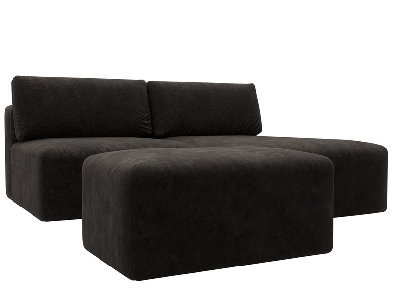 Диван угловой модульный с пуфом Лига-060 НПБ угол универсальный, Велюр, BRUT 17 коричневый