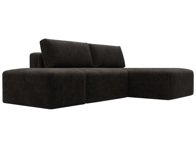 Диван угловой модульный с пуфом Лига-060 НПБ угол универсальный, Велюр, BRUT 17 коричневый