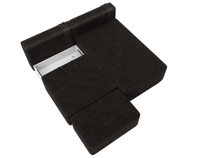 Диван угловой модульный с пуфом Лига-060 НПБ угол универсальный, Велюр, BRUT 17 коричневый