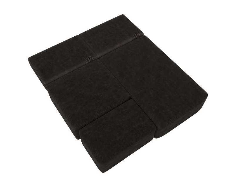 Диван угловой модульный с пуфом Лига-060 НПБ угол универсальный, Велюр, BRUT 17 коричневый