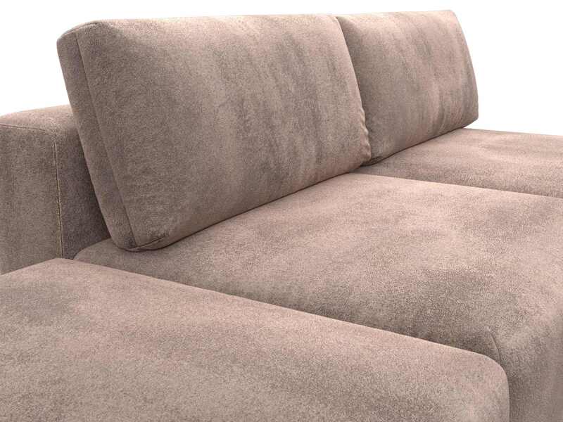 Диван угловой модульный с пуфом Лига-060 НПБ угол универсальный, Велюр, TOWER 05 бежевый