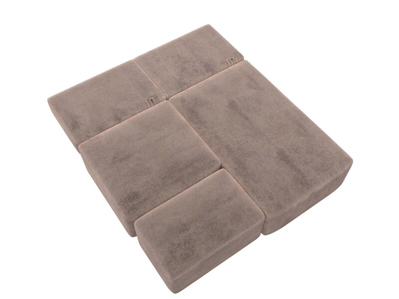 Диван угловой модульный с пуфом Лига-060 НПБ угол универсальный, Велюр, TOWER 05 бежевый