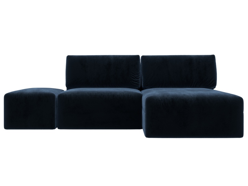 Диван угловой модульный с пуфом Лига-060 НПБ угол универсальный, Велюр, TOWER 13 синий