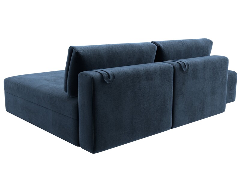 Диван угловой модульный с пуфом Лига-060 НПБ угол универсальный, Велюр, TOWER 13 синий