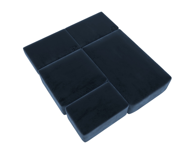 Диван угловой модульный с пуфом Лига-060 НПБ угол универсальный, Велюр, TOWER 13 синий