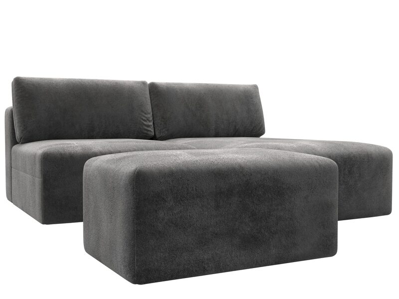 Диван угловой модульный с пуфом Лига-060 НПБ угол универсальный, Велюр, TOWER 10 серый