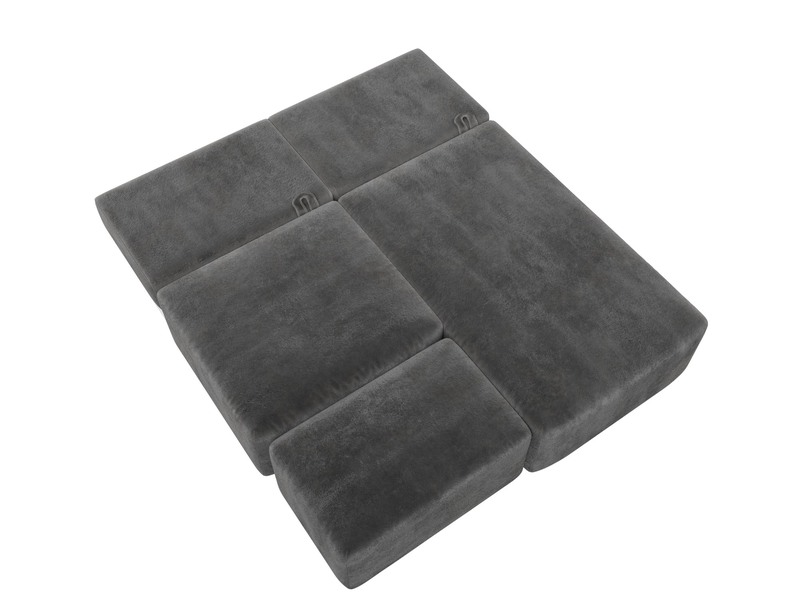 Диван угловой модульный с пуфом Лига-060 НПБ угол универсальный, Велюр, TOWER 10 серый