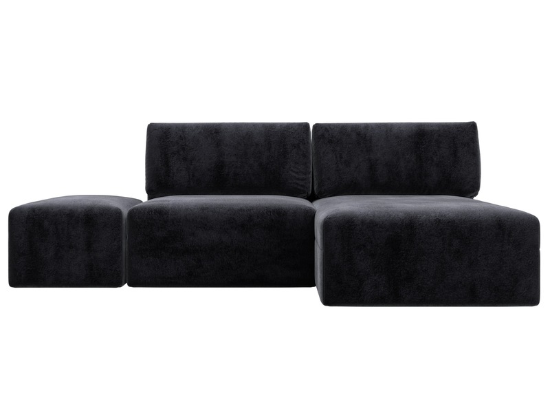 Диван угловой модульный с пуфом Лига-060 НПБ угол универсальный, Велюр, TOWER 11 темно-серый