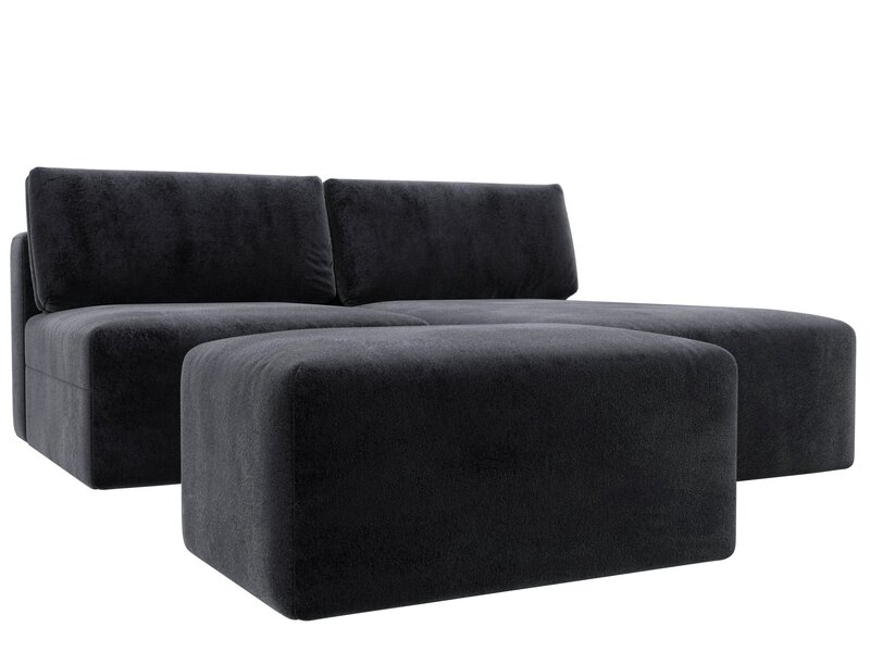 Диван угловой модульный с пуфом Лига-060 НПБ угол универсальный, Велюр, TOWER 11 темно-серый